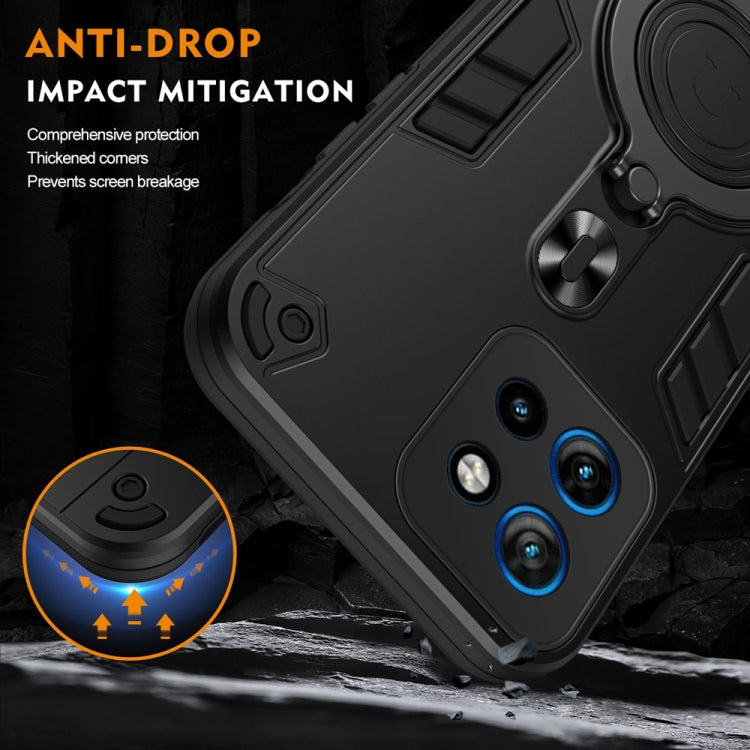 For Motorola Edge 50 Neo Metal Ring 360 Degree Rotating Holder PC Hybrid TPU Phone Case