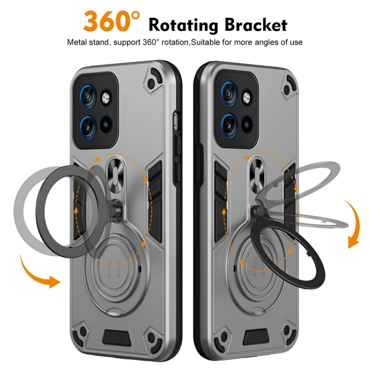 For Motorola Edge 50 Neo Metal Ring 360 Degree Rotating Holder PC Hybrid TPU Phone Case