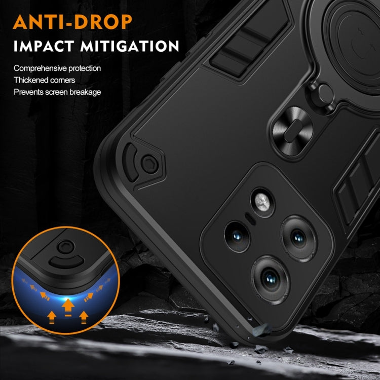 For Motorola Edge 50 Pro Metal Ring 360 Degree Rotating Holder PC Hybrid TPU Phone Case