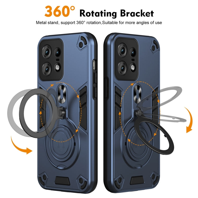 For Motorola Edge 50 Pro Metal Ring 360 Degree Rotating Holder PC Hybrid TPU Phone Case