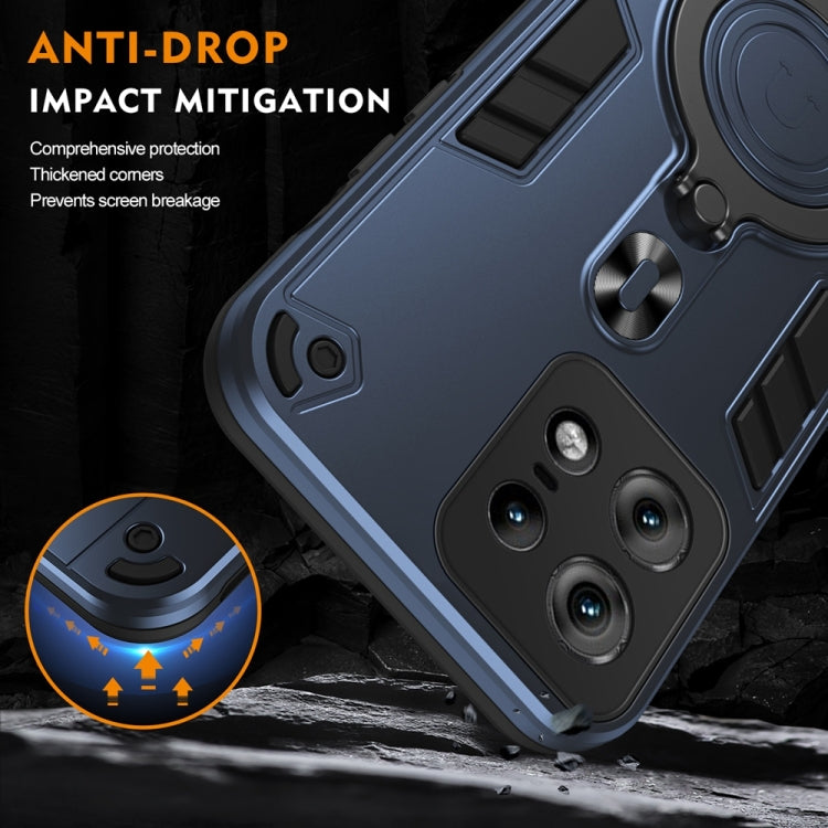 For Motorola Edge 50 Pro Metal Ring 360 Degree Rotating Holder PC Hybrid TPU Phone Case