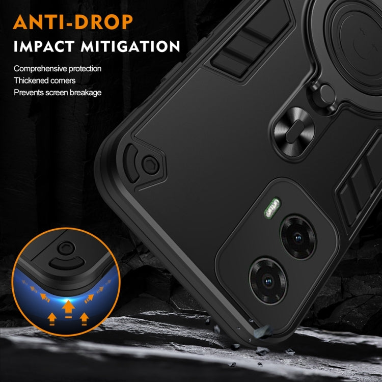 For Motorola Moto G35 Metal Ring 360 Degree Rotating Holder PC Hybrid TPU Phone Case