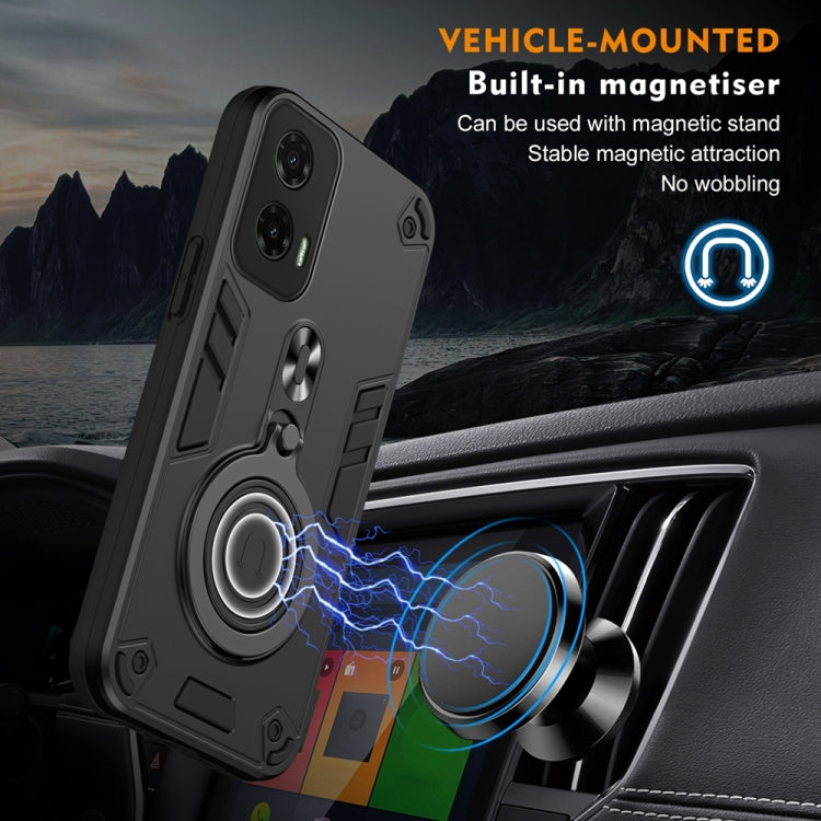 For Motorola Moto G35 Metal Ring 360 Degree Rotating Holder PC Hybrid TPU Phone Case