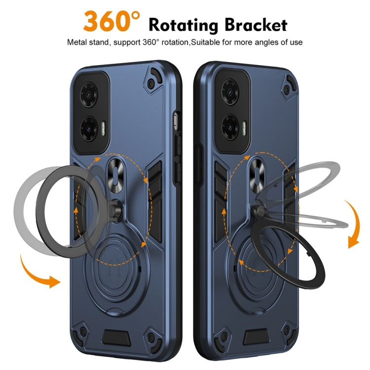 For Motorola Moto G35 Metal Ring 360 Degree Rotating Holder PC Hybrid TPU Phone Case