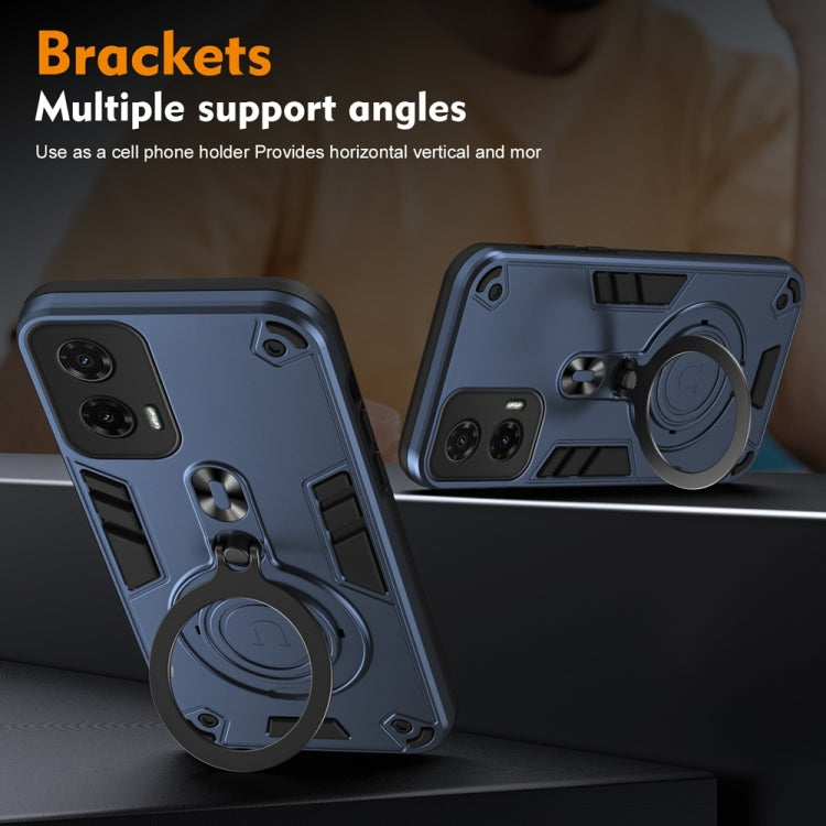 For Motorola Moto G35 Metal Ring 360 Degree Rotating Holder PC Hybrid TPU Phone Case