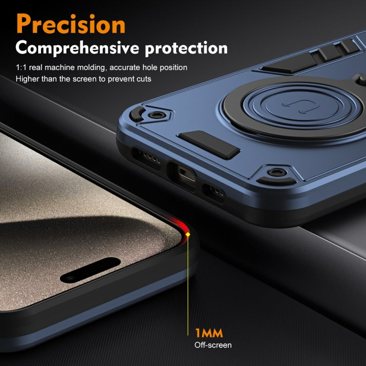 For Motorola Moto G35 Metal Ring 360 Degree Rotating Holder PC Hybrid TPU Phone Case