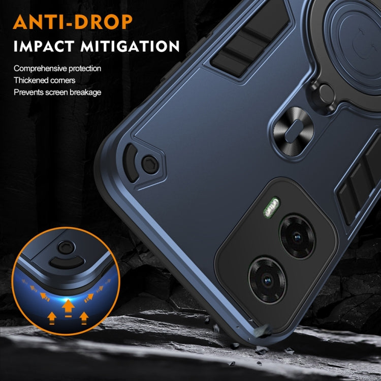 For Motorola Moto G35 Metal Ring 360 Degree Rotating Holder PC Hybrid TPU Phone Case