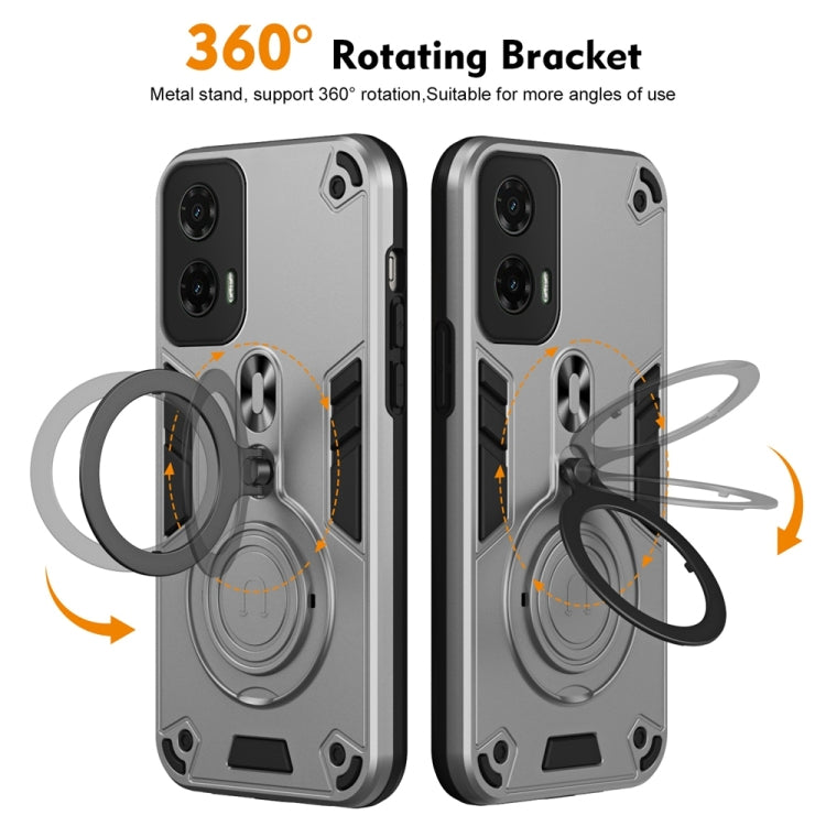 For Motorola Moto G35 Metal Ring 360 Degree Rotating Holder PC Hybrid TPU Phone Case