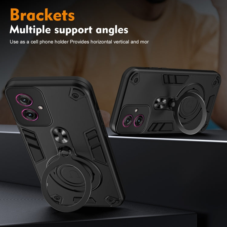 For Motorola Moto G55 Metal Ring 360 Degree Rotating Holder PC Hybrid TPU Phone Case