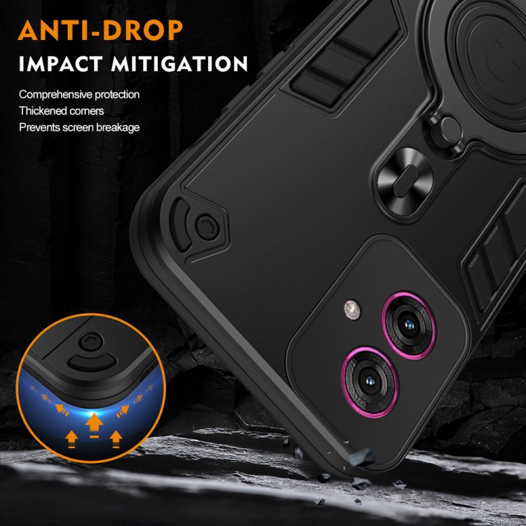 For Motorola Moto G55 Metal Ring 360 Degree Rotating Holder PC Hybrid TPU Phone Case