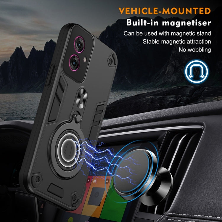 For Motorola Moto G55 Metal Ring 360 Degree Rotating Holder PC Hybrid TPU Phone Case