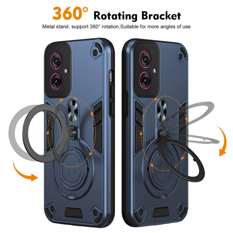 For Motorola Moto G55 Metal Ring 360 Degree Rotating Holder PC Hybrid TPU Phone Case