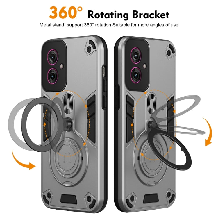 For Motorola Moto G55 Metal Ring 360 Degree Rotating Holder PC Hybrid TPU Phone Case