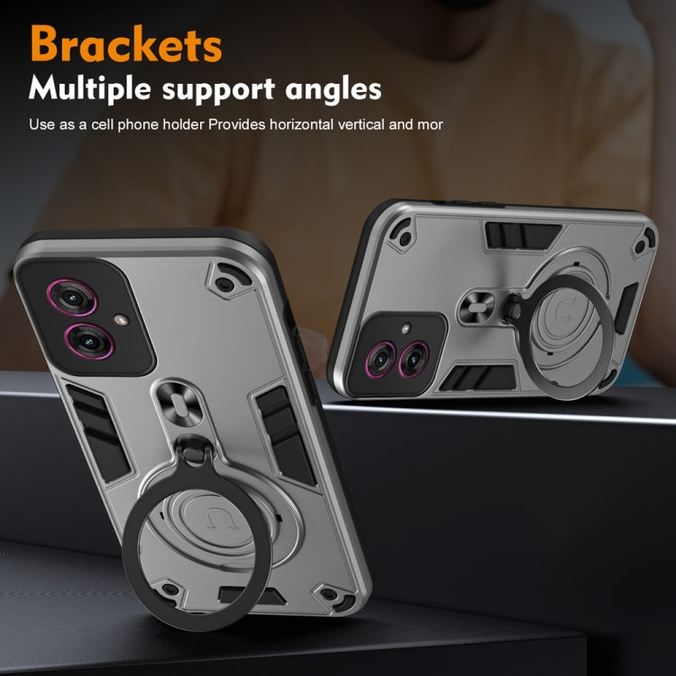 For Motorola Moto G55 Metal Ring 360 Degree Rotating Holder PC Hybrid TPU Phone Case