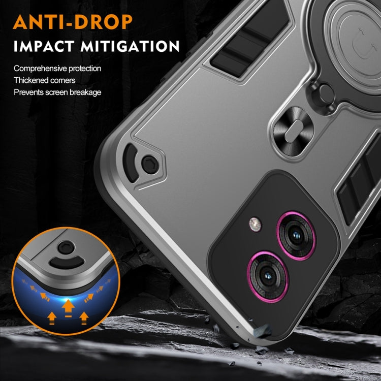 For Motorola Moto G55 Metal Ring 360 Degree Rotating Holder PC Hybrid TPU Phone Case