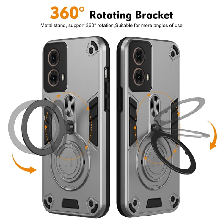 For For Motorola Moto G85 Metal Ring 360 Degree Rotating Holder PC Hybrid TPU Phone Case