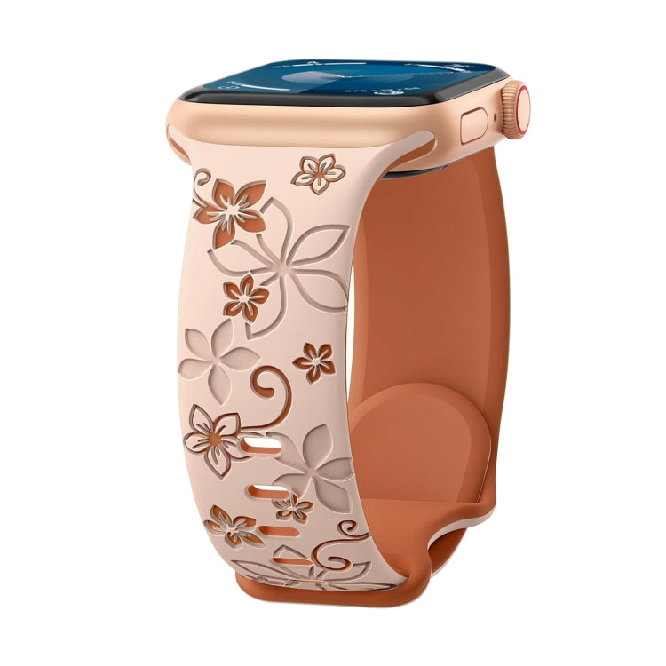 For Apple Watch Ultra 49mm Bauhinia Two-color Embossed Silicone Watch Band
