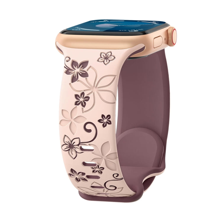 For Apple Watch SE 2022 40mm Bauhinia Two-color Embossed Silicone Watch Band