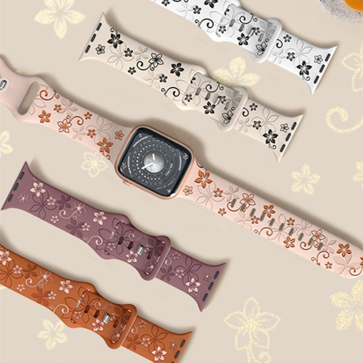 For Apple Watch Series 5 40mm Bauhinia Two-color Embossed Silicone Watch Band