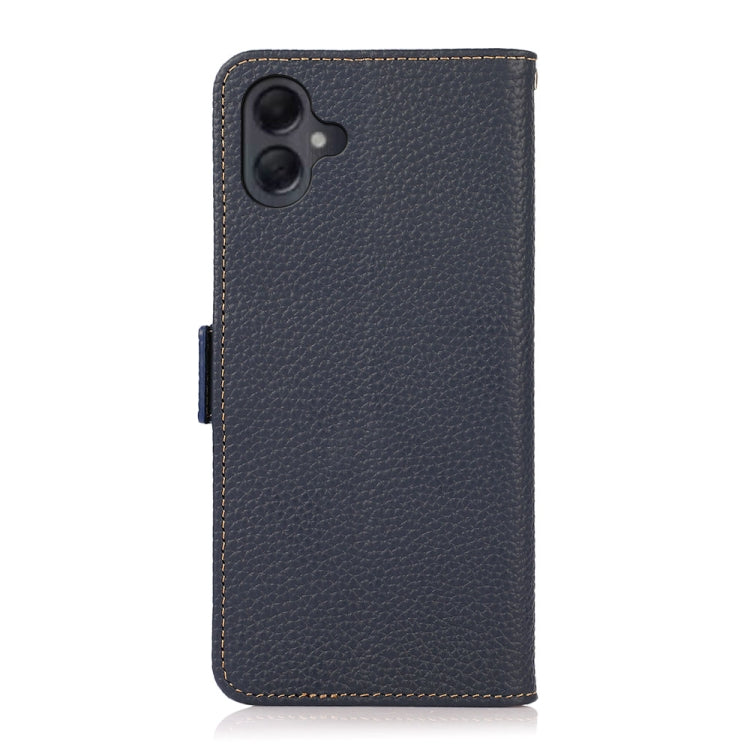 For Samsung Galaxy A06 4G KHAZNEH Side-Magnetic Litchi Genuine Leather RFID Phone Case