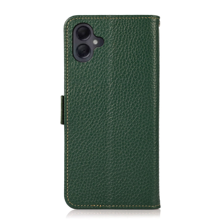 For Samsung Galaxy A06 4G KHAZNEH Side-Magnetic Litchi Genuine Leather RFID Phone Case