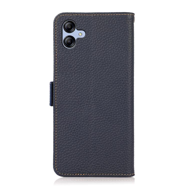 For Samsung Galaxy A07 5G KHAZNEH Side-Magnetic Litchi Genuine Leather RFID Phone Case