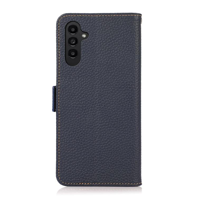 For Samsung Galaxy A37 5G KHAZNEH Side-Magnetic Litchi Genuine Leather RFID Phone Case