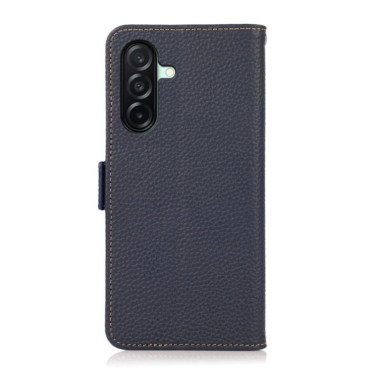 For Samsung Galaxy A27 5G KHAZNEH Side-Magnetic Litchi Genuine Leather RFID Phone Case