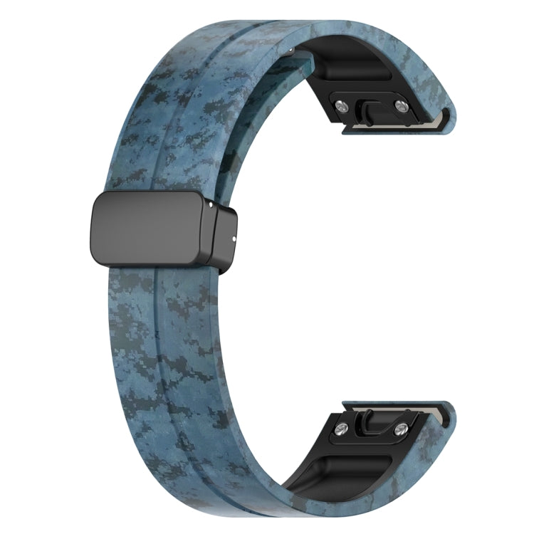 For Garmin Fenix 7S Magnetic Folding Black Buckle Color Printed Silicone Watch Band