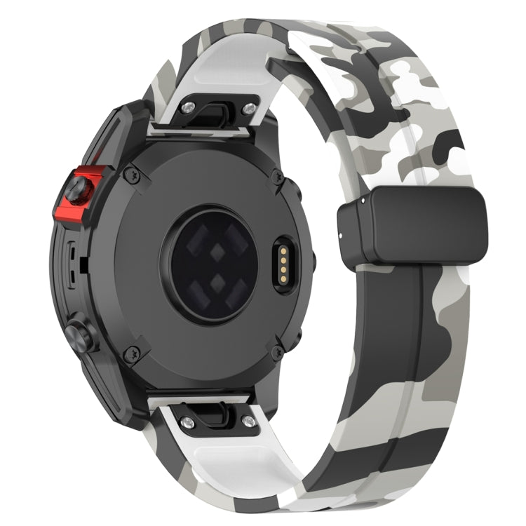 For Garmin Fenix 7S Magnetic Folding Black Buckle Color Printed Silicone Watch Band