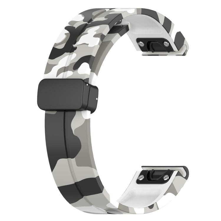 For Garmin Fenix 7S Magnetic Folding Black Buckle Color Printed Silicone Watch Band