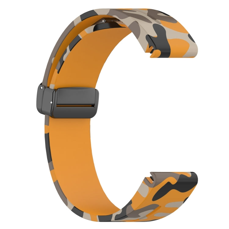 For Garmin Fenix 7S Magnetic Folding Black Buckle Color Printed Silicone Watch Band