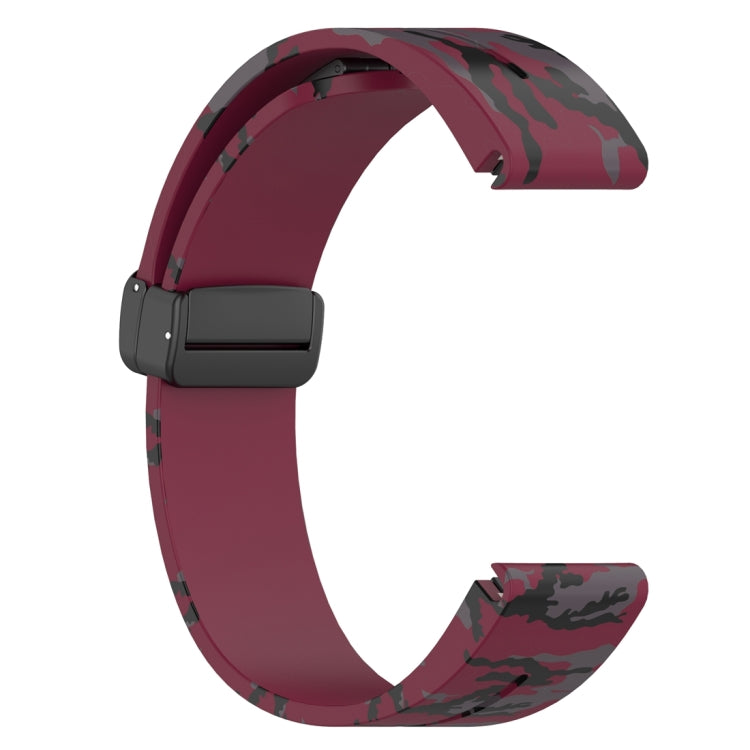 For Garmin Fenix 7S Magnetic Folding Black Buckle Color Printed Silicone Watch Band
