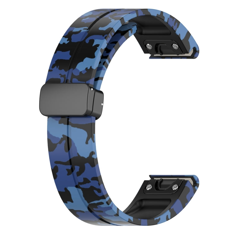 For Garmin Fenix 7S Magnetic Folding Black Buckle Color Printed Silicone Watch Band