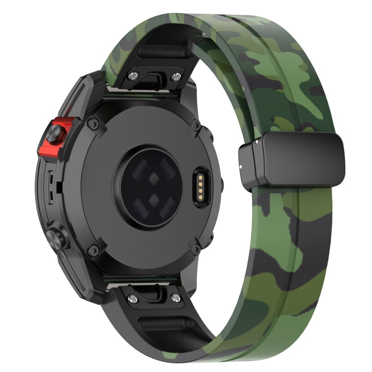 For Garmin Fenix 7S Magnetic Folding Black Buckle Color Printed Silicone Watch Band