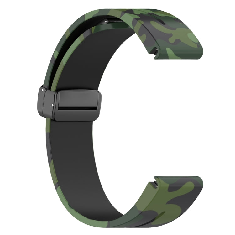 For Garmin Fenix 7S Magnetic Folding Black Buckle Color Printed Silicone Watch Band
