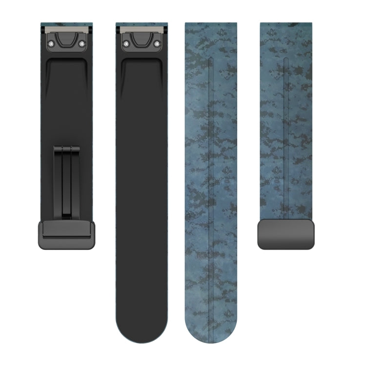 For Garmin Fenix 7 Magnetic Folding Black Buckle Color Printed Silicone Watch Band