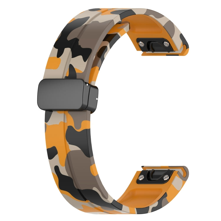 For Garmin Fenix 7 Magnetic Folding Black Buckle Color Printed Silicone Watch Band