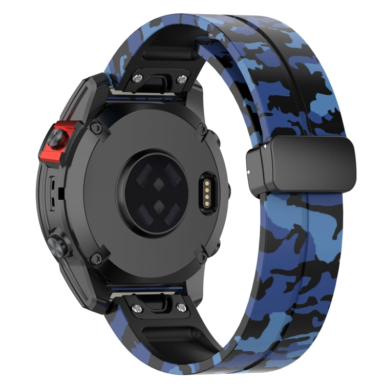 For Garmin Fenix 7 Magnetic Folding Black Buckle Color Printed Silicone Watch Band
