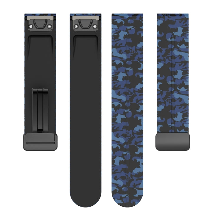 For Garmin Fenix 7 Magnetic Folding Black Buckle Color Printed Silicone Watch Band