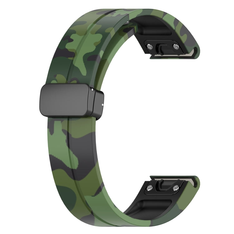 For Garmin Fenix 7 Magnetic Folding Black Buckle Color Printed Silicone Watch Band