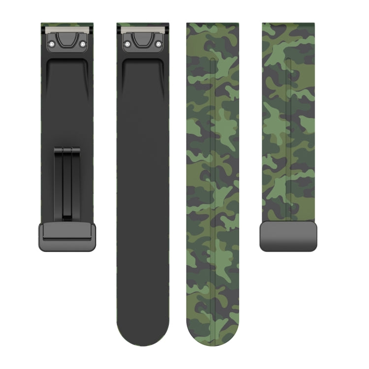 For Garmin Fenix 7 Magnetic Folding Black Buckle Color Printed Silicone Watch Band
