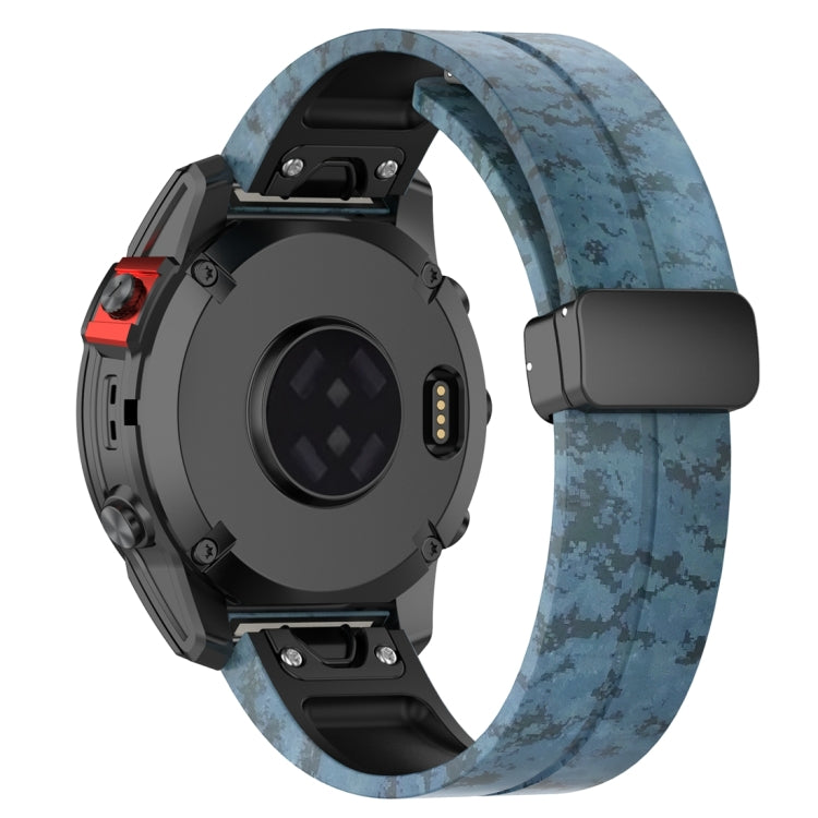 For Garmin Fenix 7X Magnetic Folding Black Buckle Color Printed Silicone Watch Band
