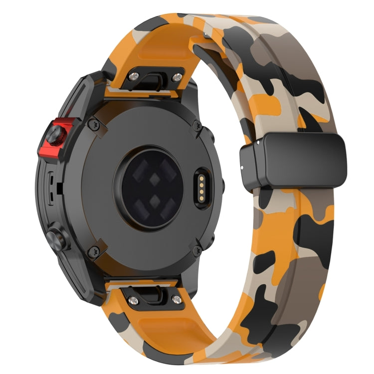 For Garmin Fenix 7X Magnetic Folding Black Buckle Color Printed Silicone Watch Band