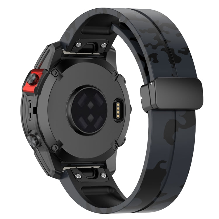 For Garmin Fenix 7X Magnetic Folding Black Buckle Color Printed Silicone Watch Band