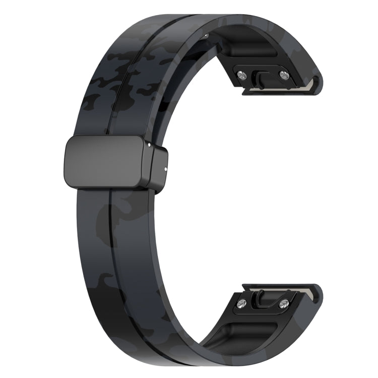 For Garmin Fenix 7X Magnetic Folding Black Buckle Color Printed Silicone Watch Band