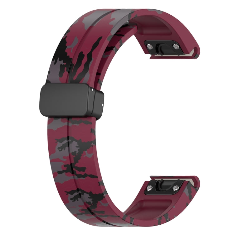 For Garmin Fenix 7X Magnetic Folding Black Buckle Color Printed Silicone Watch Band