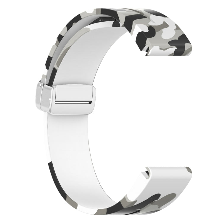 For Garmin Fenix 7S Magnetic Folding Silver Buckle Color Printed Silicone Watch Band