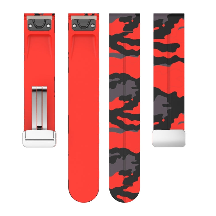 For Garmin Fenix 7S Magnetic Folding Silver Buckle Color Printed Silicone Watch Band