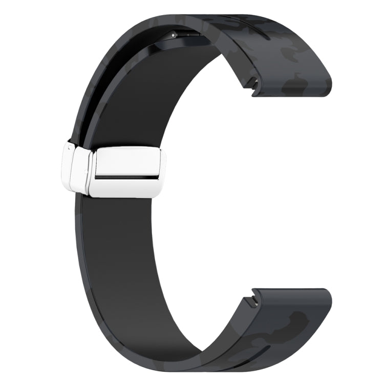For Garmin Fenix 7S Magnetic Folding Silver Buckle Color Printed Silicone Watch Band